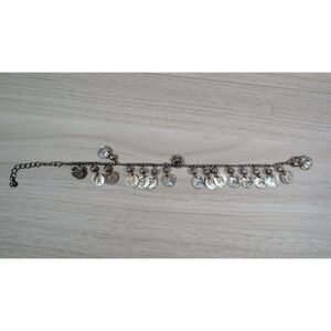 Coin Charm Anklet Bracelet Silver Tone Dangle Coins Boho Belly Dance